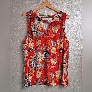 Collective Concepts Floral Blouse With Keyholes  Size XXL